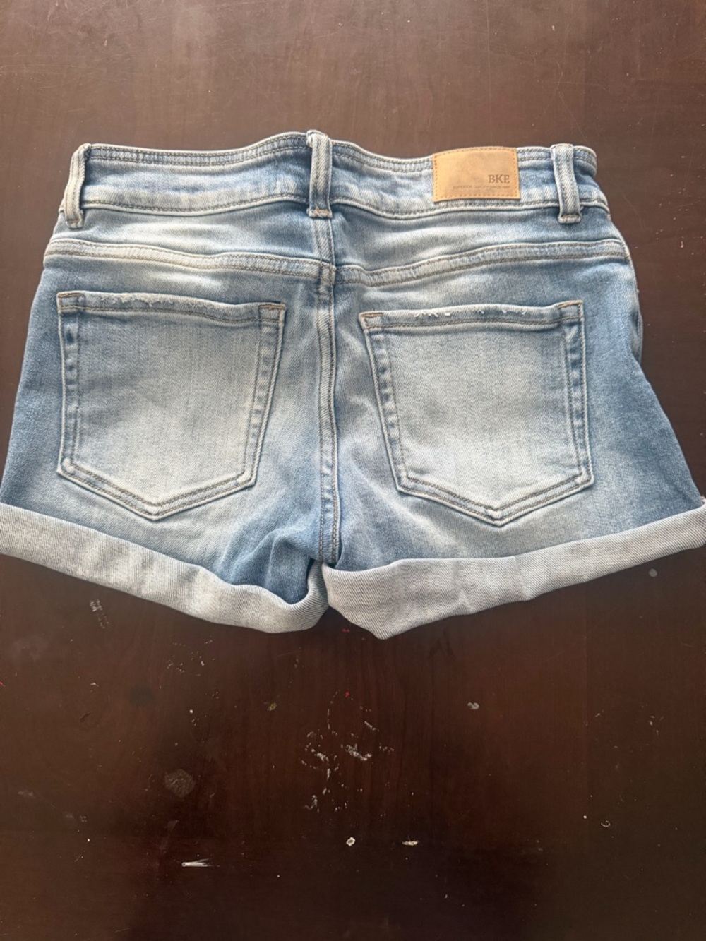 BKE Light Blue Distressed Cuffed Denim Shorts - Picture 4 of 4